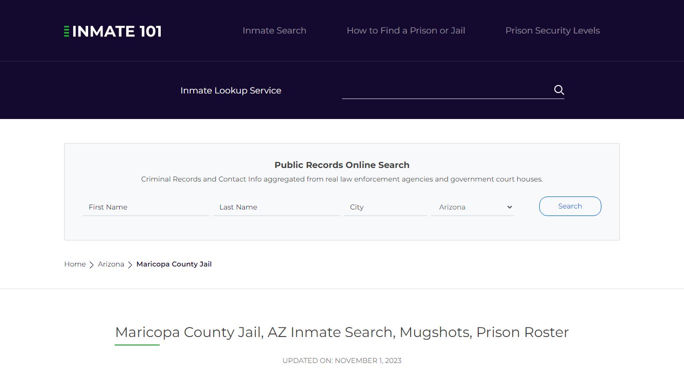 Maricopa County Jail, AZ Inmate Search, Mugshots, Prison Roster