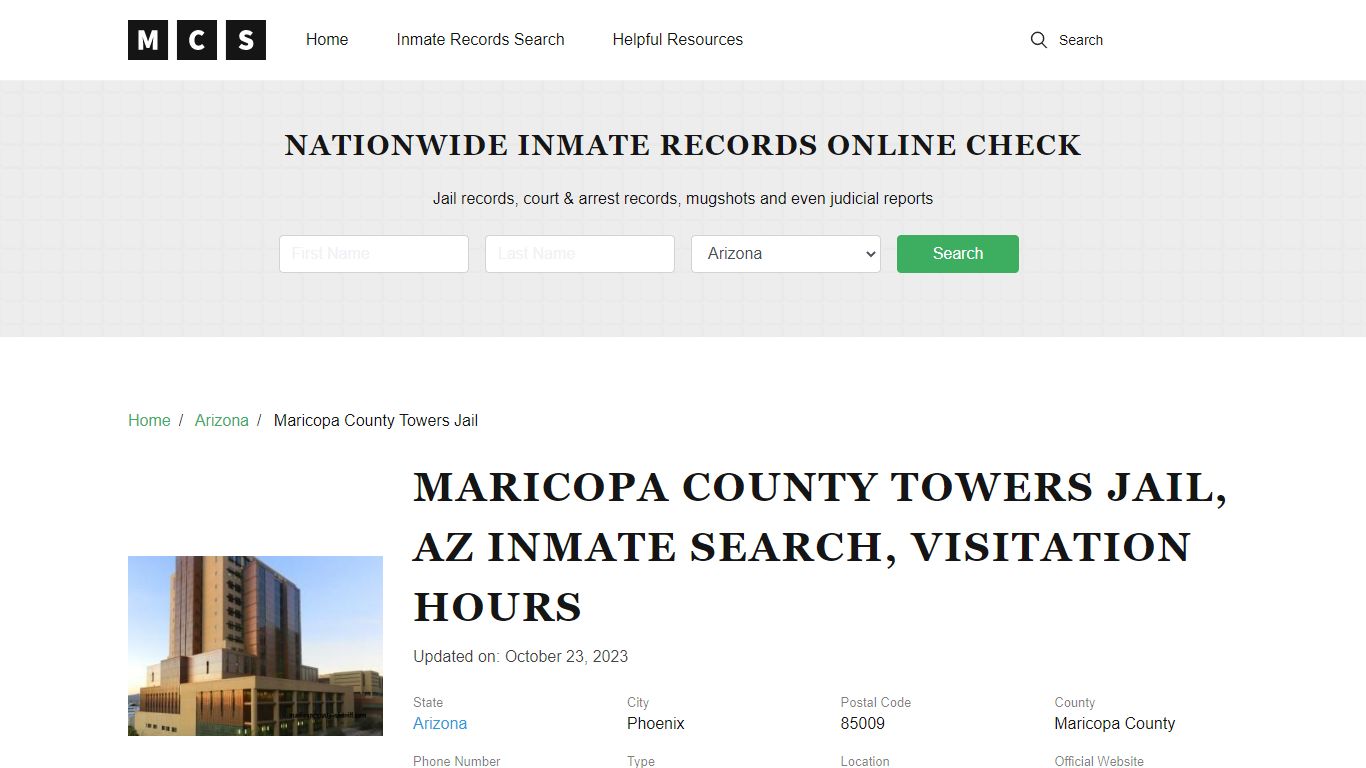 Maricopa County, AZ Jail Inmates Search, Visitation Rules